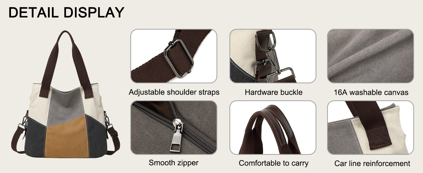 Жіноча сумка-шопер Canvas Retro Hobo великої місткості, сіра повсякденна сумка через плече для навчання та міста