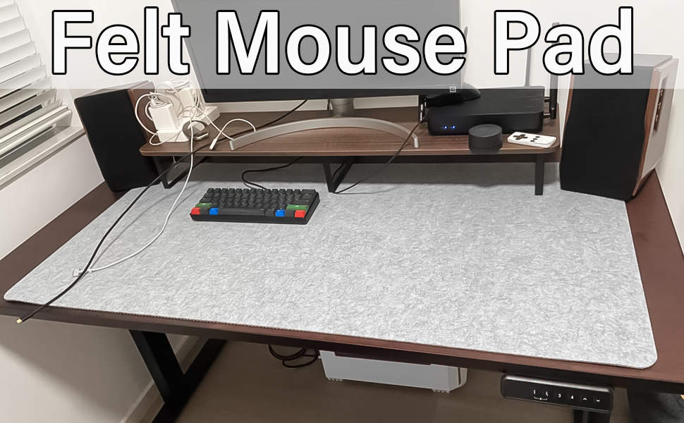 Підкладка під мишу з фетру 60x30 см, велика, сіра - захист столу та органайзер для дому та офісу