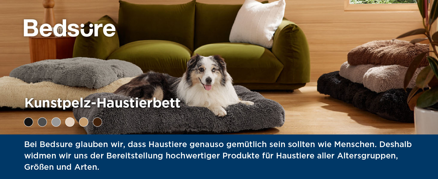 М'яке ліжко для собак BEDSURE великих порід - 104x69x8 см, миється, з антиковзною основою, темно-сірий