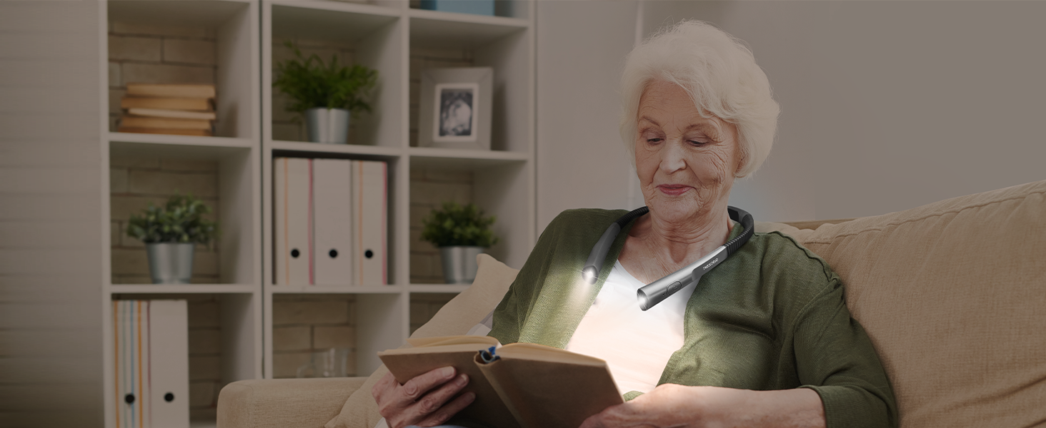 LED лампа на шию Glocusent: ідеальний подарунок на День Матері, для рукоділля, читання в ліжку, з таймером, 3 кольори та 3 рівня яскравості, акумуляторна, сірий колір