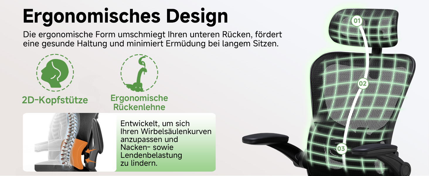 Офісний крісло GTPLAYER Ergonomic з регульованою підголівником, підлокітниками та поперековою підтримкою, функція гойдання, сітка, чорний, 150 кг