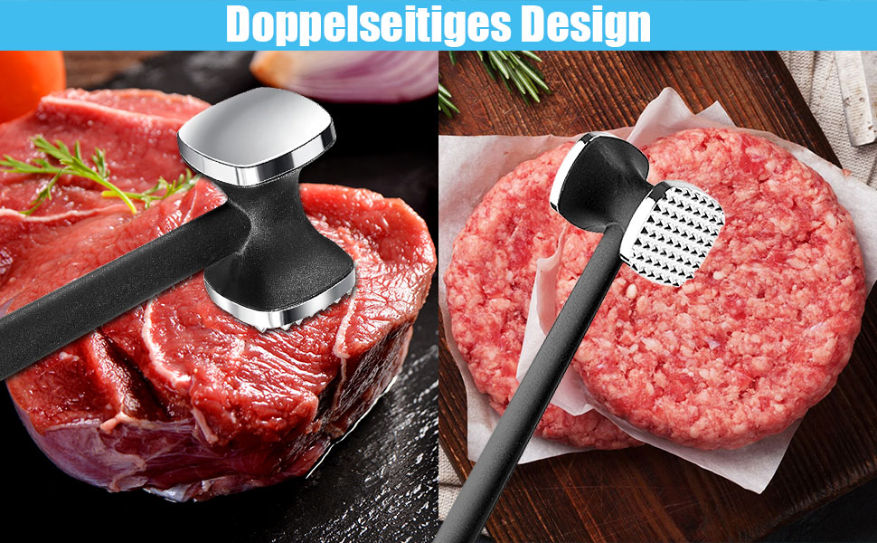 Ніж для відбивання м'яса Fleischklopfer 24см, подвійний, з нержавіючої сталі - молоток для стейків, шніцелів, яловичини, курки