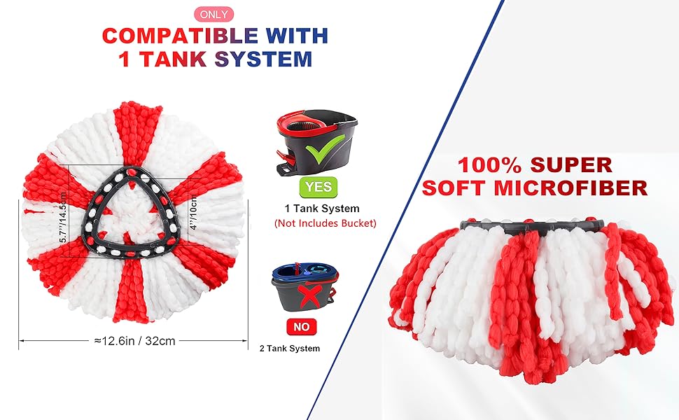 4 мікрофіброві насадки для швабри Vileda Turbo, сумісні з EasyWring Spin Mop, змінні головки для підлоги