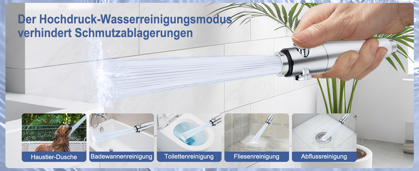 Насадка для душу зі шлангом 2м, фільтрована ручна лійка з високим тиском, економія води з мінеральними кульками, 5 режимів, стоп-функція для жорсткої води, видалення залишків хлору, бактерій та важких металів (срібляста з шлангом)