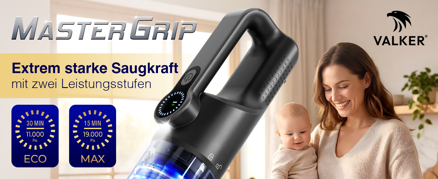 Акумуляторний пилосос ручний Mastergrip Anthrazit [ТЕСТ-ПЕРЕМОЖЕЦЬ] 80000 об/хв, 2-в-1, HEPA-фільтр, для дому та авто
