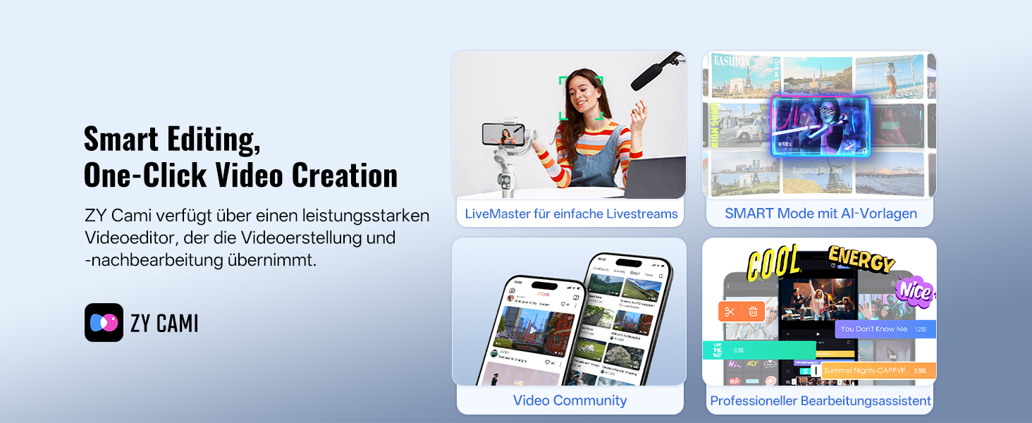 ZHIYUN CinePeer Smooth 5E: Стабілізатор для смартфона з підсвічуванням, штативом та жестами, до 300г