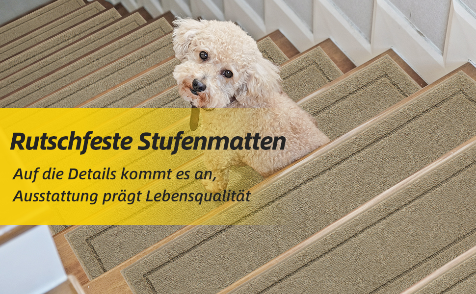 Сходинкові килимки JSEI, антиковзаючі, набір з 15 шт, 20.3 x 76.2 см, машинне прання, самоклеючі, для дітей, літніх людей та домашніх тварин, 100% поліестер, TPE-підкладка, темно-сірий