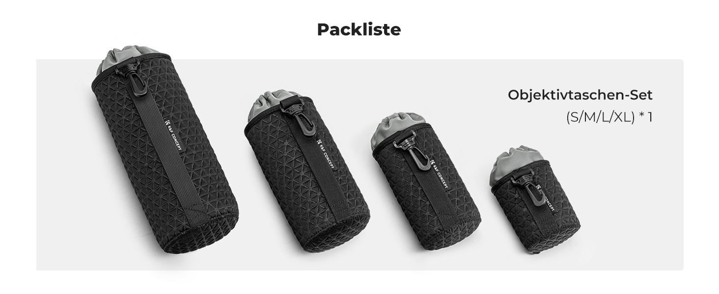 Чохол для об'єктива K&F Concept: 4 розміри, для Canon, Nikon, Sony, Fuji, Sigma, з шнурком