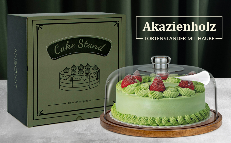 Тортене плата ANBOXIT з підставкою, тортовий стійка, таця для тортів з кришкою, тортовий дзвін з акрилу, дерев'яний стійка для тортів з кришкою.