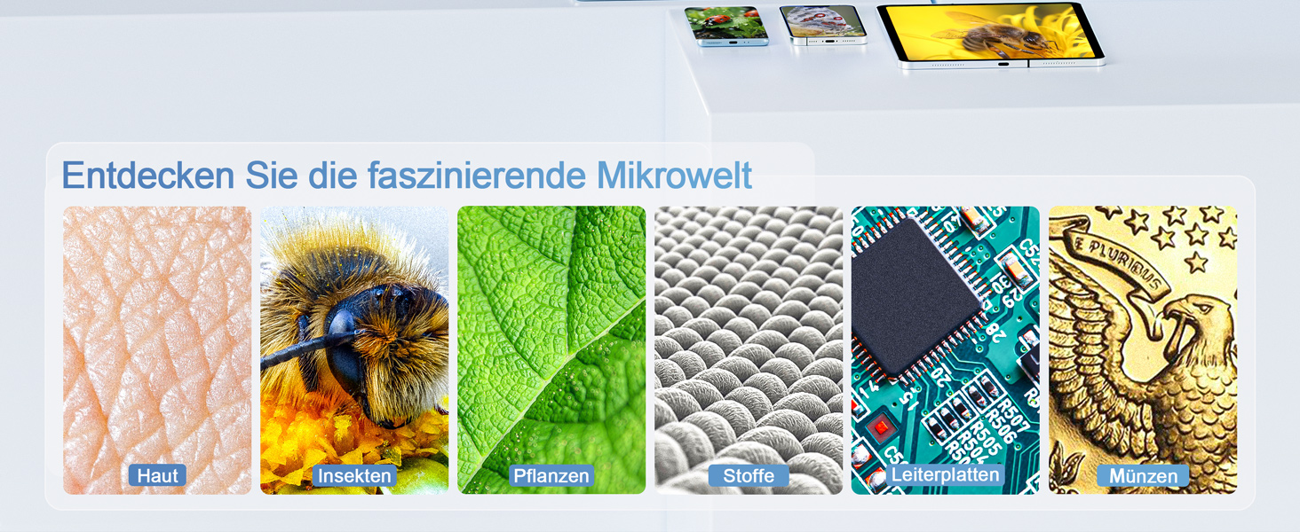 Цифровий мікроскоп Skybasic з Wi-Fi, 50x-1000x, 2.0 MP, 8 LED, сумісний з Android/iOS/Windows/MAC