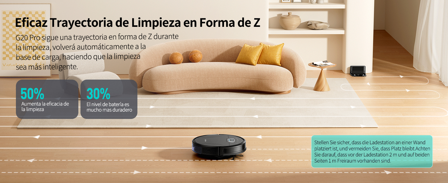 Робот-пилосос HONITURE G20 Pro з функцією миття, 4500Pa, керування через додаток, 180 хв роботи, для шерсті тварин, килимів та твердих підлог, чорний