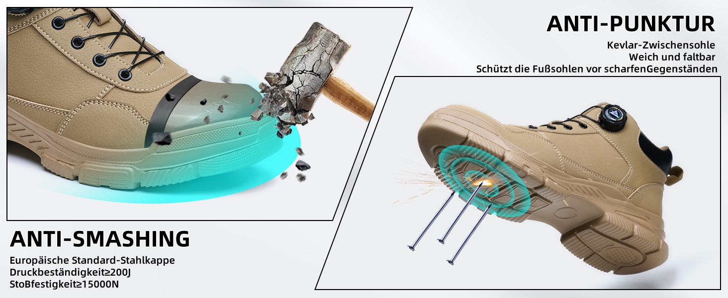 Черевики безпеки для чоловіків та жінок. Легкі, водонепроникні робочі черевики з металевим підноском та поворотним закриттям. Розмір 44 EU, чорний колір.