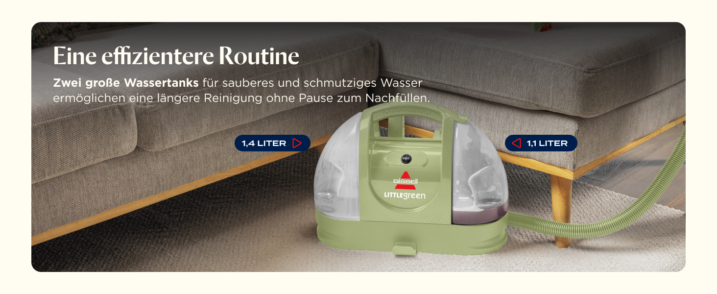 BISSELL Little Green: портативний мийний пилосос для килимів та м'яких меблів. Ефективне видалення плям та бруду. Потужний 340W мотор, модель 4098N
