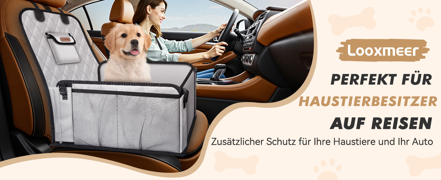 Автокрісло для собак: стабільне, водонепроникне, з підсиленими стінками та ременями безпеки, сіре