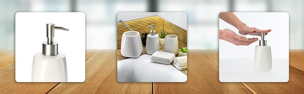 Дозатор мила KADAX: керамічний диспенсер для мила, мийного засобу та лосьйонів для ванної/кухні