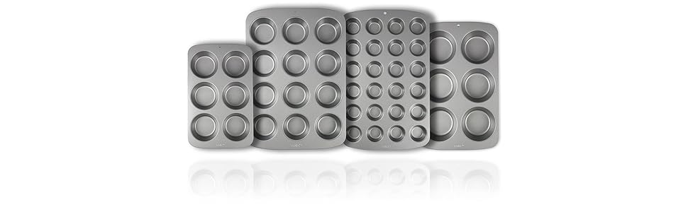Форма для мафінів з антипригарним покриттям PME, 24 лунки, карбонова сталь, 39.4 x 24.6 x 2.1 см