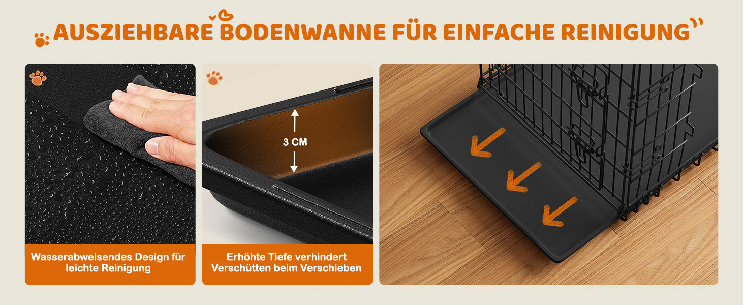 Клітка для собак Yaheetech 90x56x63 см, розкладний вольєр з перегородкою, 2 двері, висувна піддон, чорна, для дому та транспортування