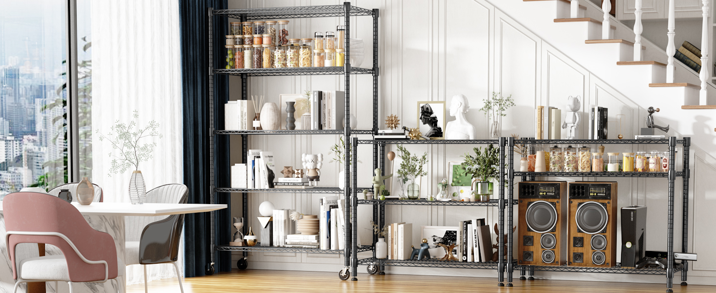 Himimi 5-Tier Rolling Wire Shelving Unit