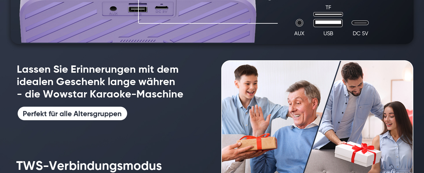 Караоке Машина з 2 Мікрофонами: Портативна Bluetooth Колонка для Караоке з Мікрофонами - Ідеальний Подарунок для Дорослів та Дітей