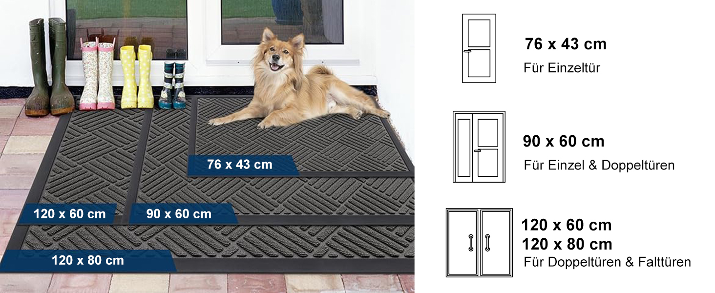 Килимок для дому та вулиці 43 x 75 см, силіконовий, антиковзаючий, пилозахисний, для входу, балкону, тераси - темно-сірий