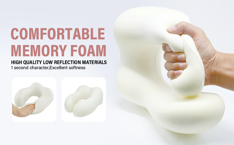 Подушка для шиї Estefanlo для подорожей: автомобіль, літак, офіс. Memory Foam, м'який велюровий чохол (рожевий)