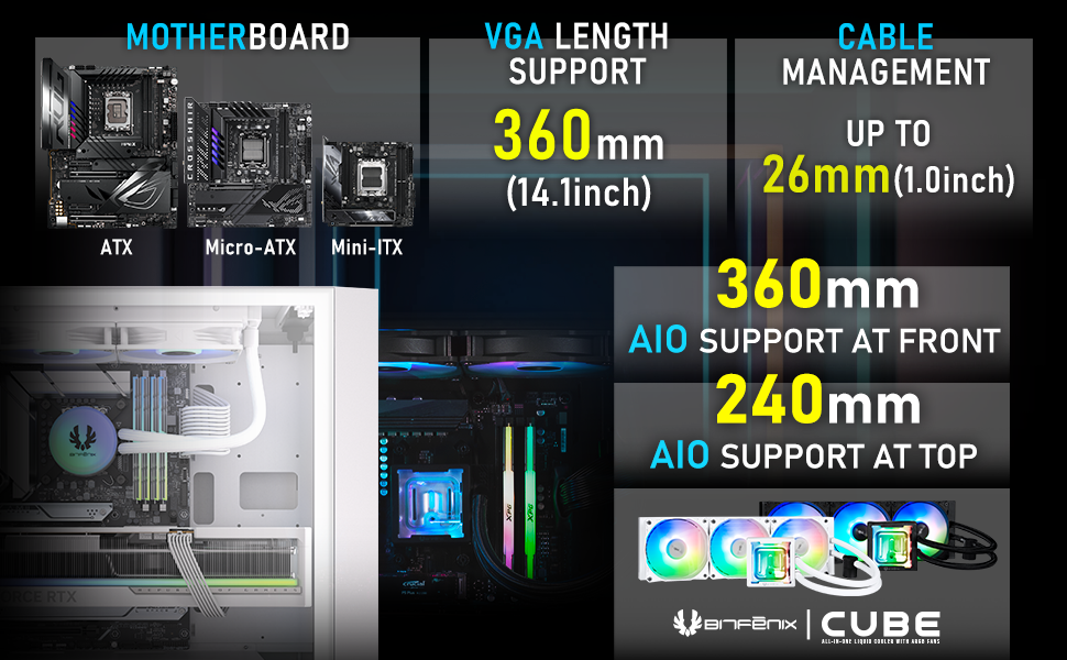 Корпус ПК Mid Tower BITFENIX Fang ARGB (Чорний)