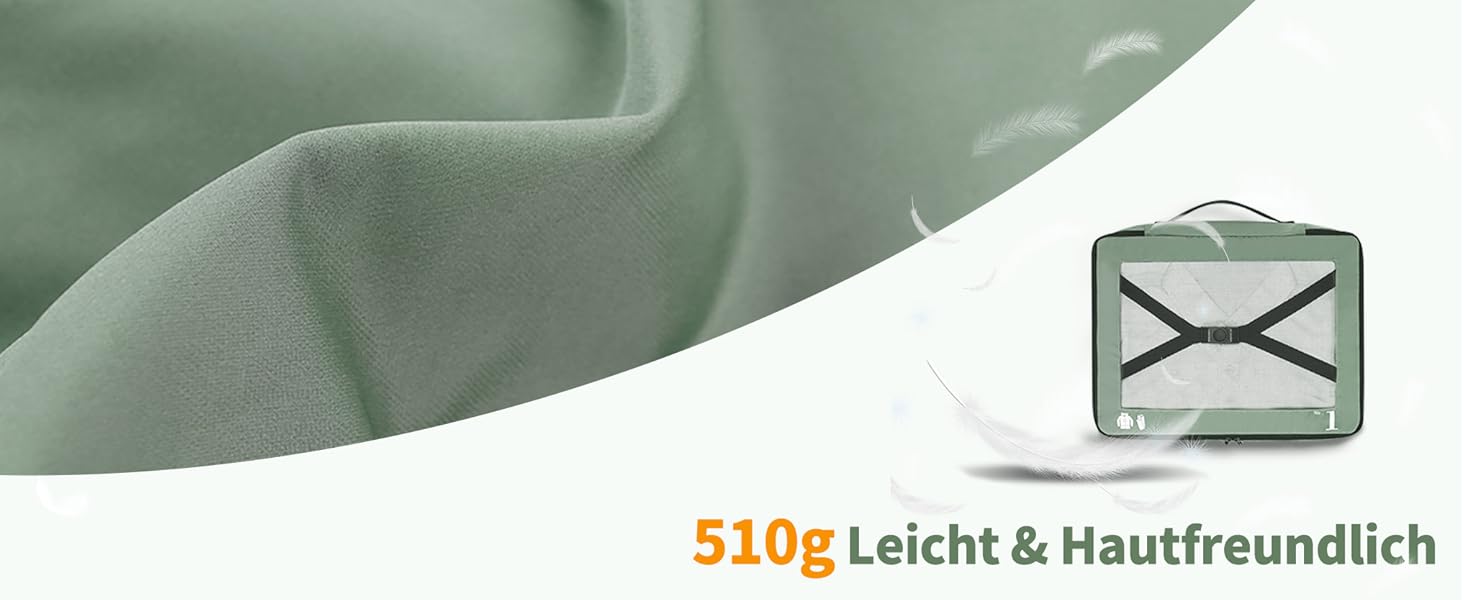 Набір органайзерів для валізи ECOHUB 7 шт., тревел-куби з блискавкою, з переробленого PET, зелений колір