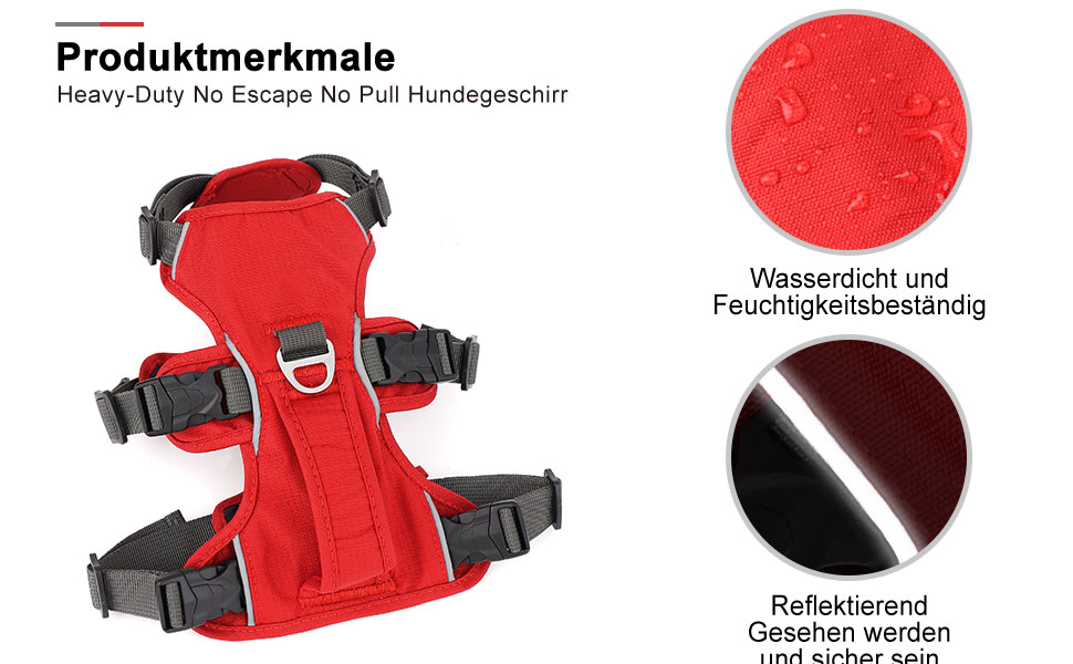 Безпечне шлейка для собак середніх порід Beirui - відбиваючі елементи, без тяги, з м'якою ручкою, водонепроникна, для щоденних прогулянок та тренувань (Сірий), S: обхват грудей 33-69 см, підходить для собак вагою 9-14 кг