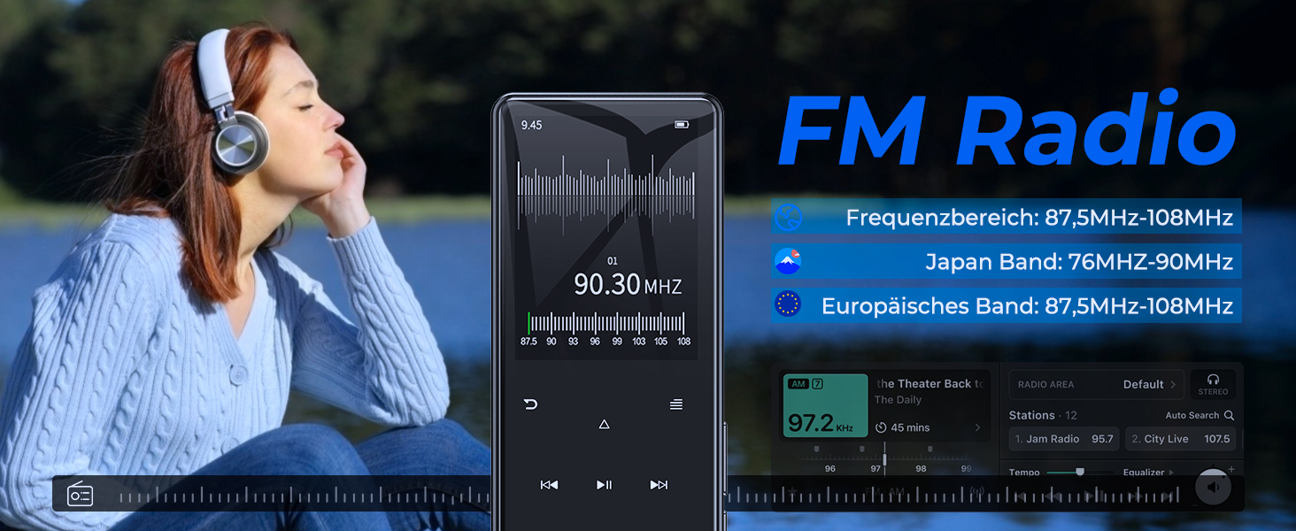MP3 плеєр 64GB з Bluetooth 5.3 та екраном 2.4