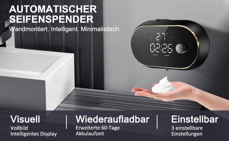 Automatic Soap Dispenser Wall Mount Foam Soap Dispenser Electric Soap Dispenser No Touch Wall Mounting Sensor Foam Soap Dispenser Plastic Kitchen Bathroom Foam Dispenser Black