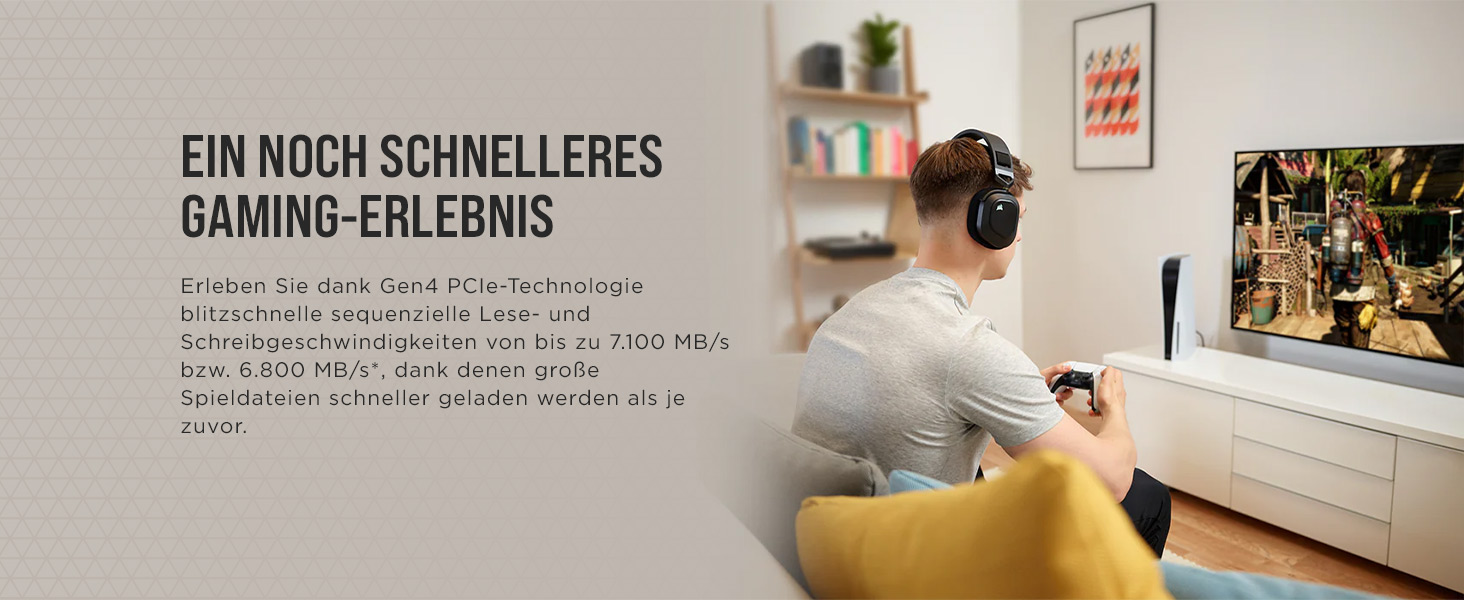 SSD Corsair MP600 PRO LPX 4TB M.2 NVMe PCIe Gen4 для PS5 (7100 МБ/с, 6800 МБ/с, компактний форм-фактор)