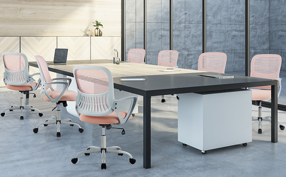 Ергономічне крісло Sweetcrispy для офісу та дому, з підтримкою попереку, регулюванням висоти та підлокітниками (рожевий)