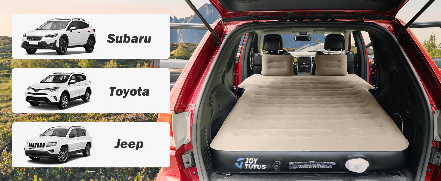 Автоматичний матрац для авто JOYTUTUS, повітряний матрац для SUV з насосом, універсальне автоліжко з 2 подушками для багажника, подорожей/кемпінгу/дому/відпочинку (вбудований насос)