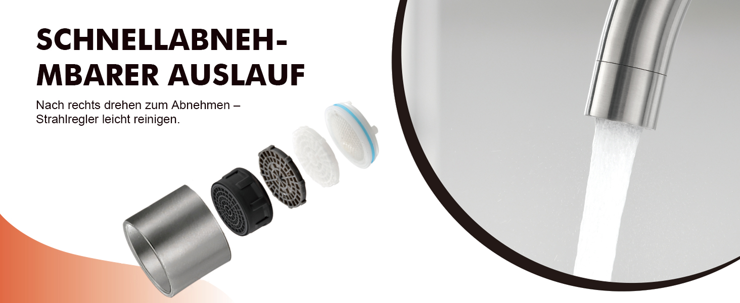 Змішувач кухонний GRIFEMA з високим вигином, поворотний 360°, з двома струменями, з нержавіючої сталі, сірий, енергоклас A+ (без душа)