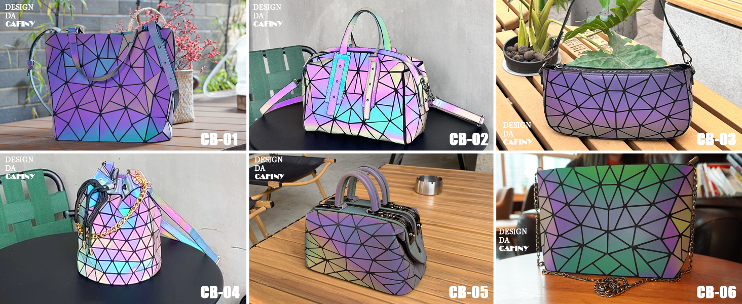 Геометричний гаманець жіночий світловідбиваючий, сумка через плече голографічна Geometrisches Portemonnaie (Cb-05)