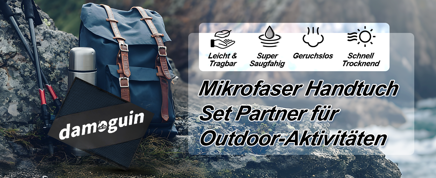 Набір з 3 рушників з мікрофібри: великий (180х80 см) та 2 маленькі (80х40 см). Швидковисихаючі рушники з мікрофібри для спорту, пляжу, басейну та подорожей (темно-синій)