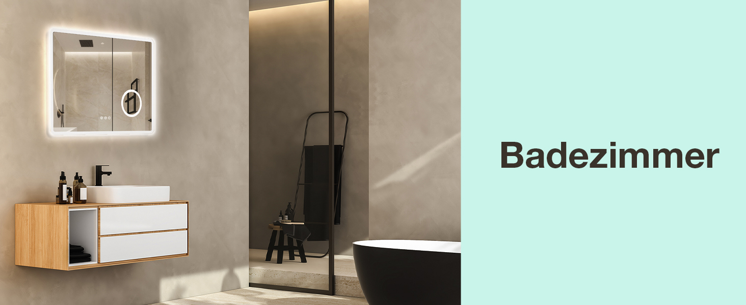 LED дзеркало для ванної кімнати 80x60 см з підсвічуванням, 3 кольори, регулювання яскравості, антизапарник, годинник, 3x збільшення, розетка