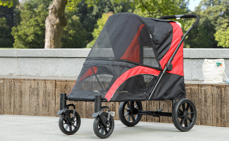 Візок для собак PawHut - Buggy для великих собак та котів до 30 кг, чорний, 124 x 67 x 100 см