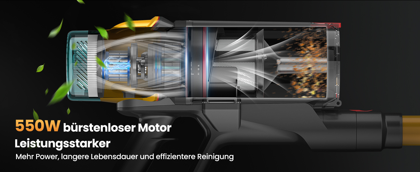 Акумуляторний пилосос SICBCGB 48000Pa/550W/70 хвилин, 2.0L з HD-дисплеєм, антизаплутана щітка, док-станція, самостійна підставка, 11-шарова фільтрація для шерсті тварин та авто, золотий колір