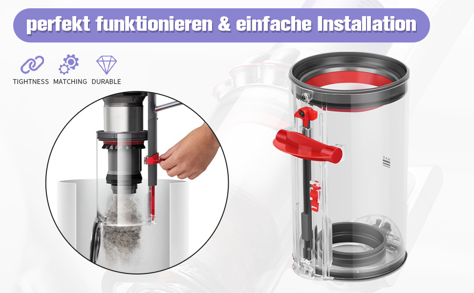 Dyson V10 Dustbin and Filter Replacement Set - Compatible with Dyson Cyclone V10 SV12 (969509-01 & 969082-01)