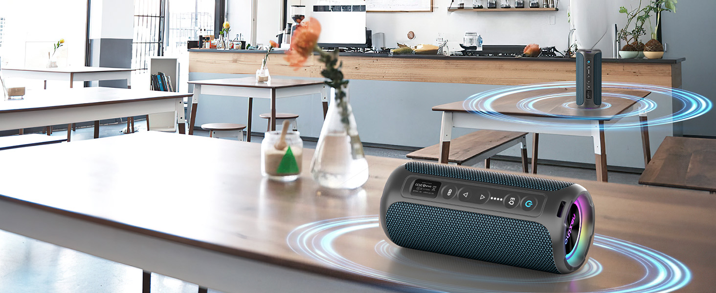 Ortizan X8Pro 40W Bluetooth колонка з мікрофоном, RGB підсвічуванням, водонепроникна IPX7, 30 годин програвання - Navy