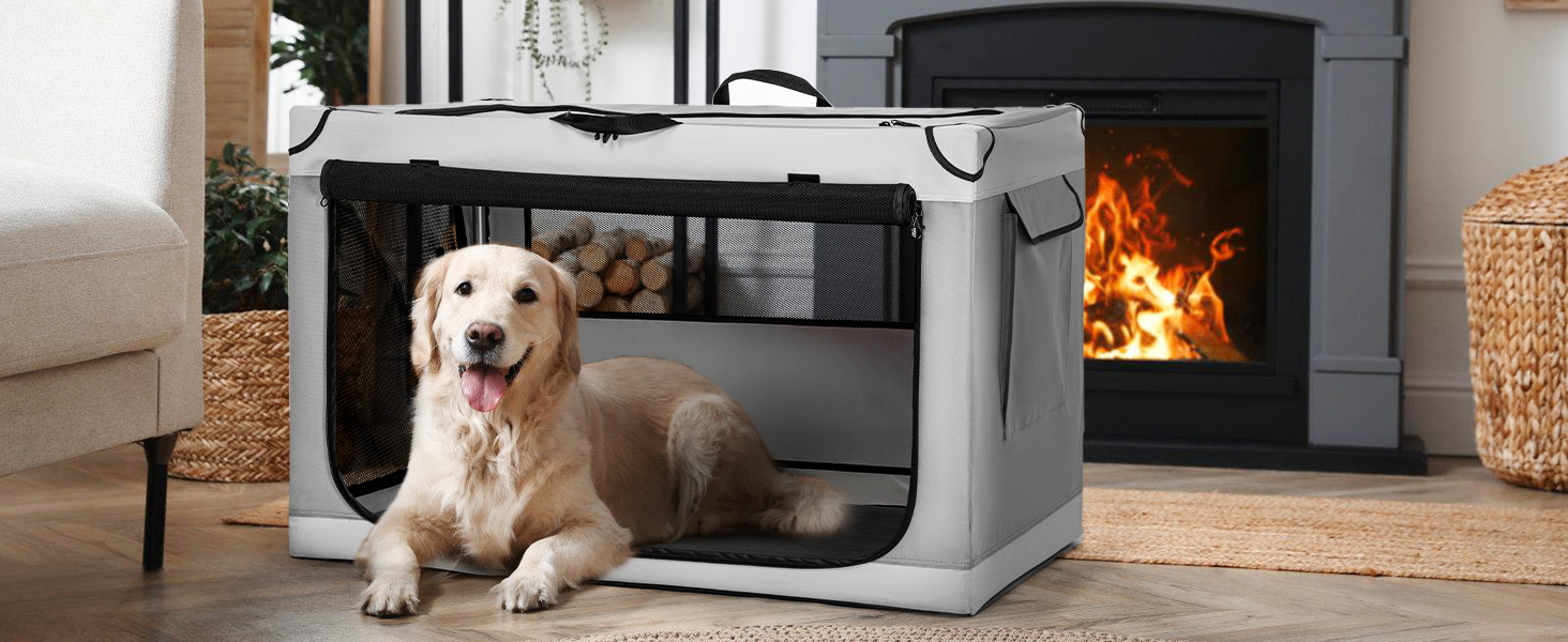 Клітка для собак Petsfit, складана, середнього та малого розміру, сіра, 76x50x49 см