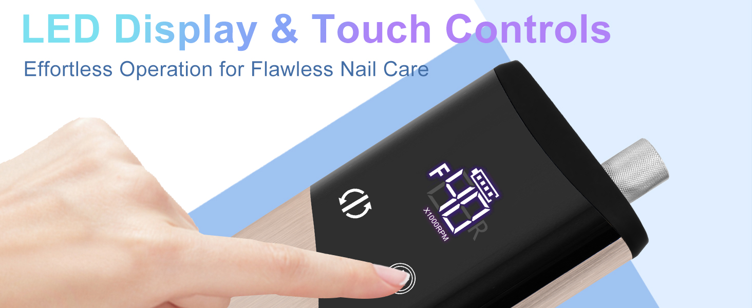 Професійний фрезер для нігтів ENGERWALL M95G: 40000 об/хв, акумулятор 24 год, бездротовий, з LCD, для гелю та акрилу