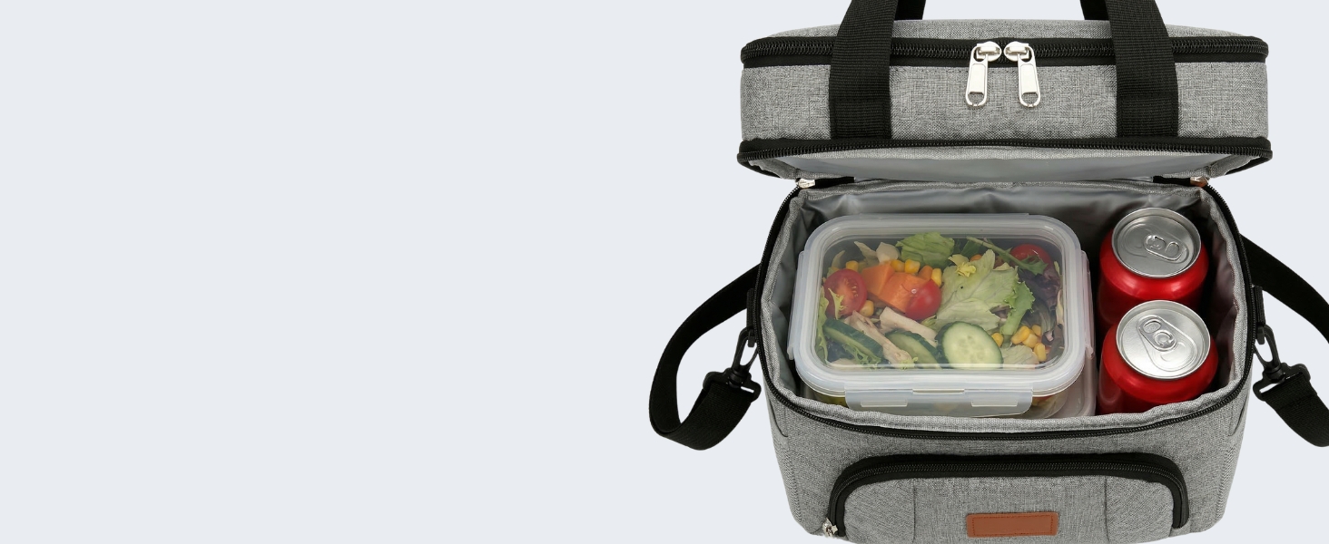 Термосумка JANSBEN для 12 банок: компактна, ізольована, з 6 відділеннями для пікніка, роботи та авто (сіра)