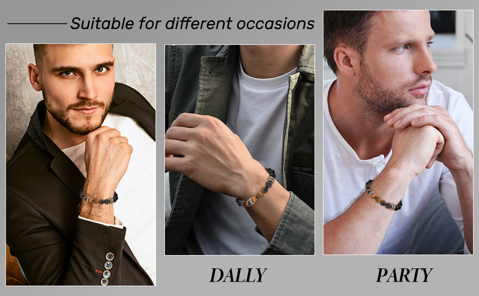 Браслет на руку VGWON для чоловіків з перлами – ідеальний подарунок на день народження, Різдво, для сина, чоловіка, батька (UVG-BM103S)