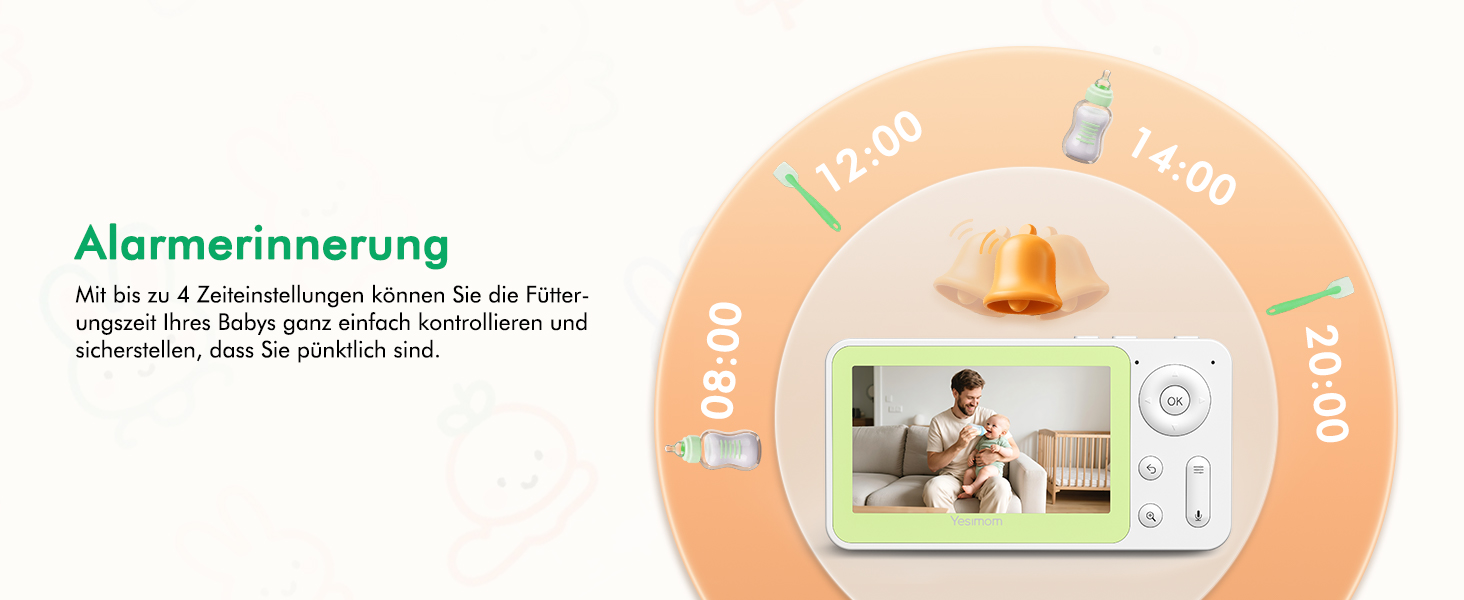 Дитячий відеоняня YESIMOM з камерою 1080P HD, PTZ 360°, Wi-Fi, монітор 4.3