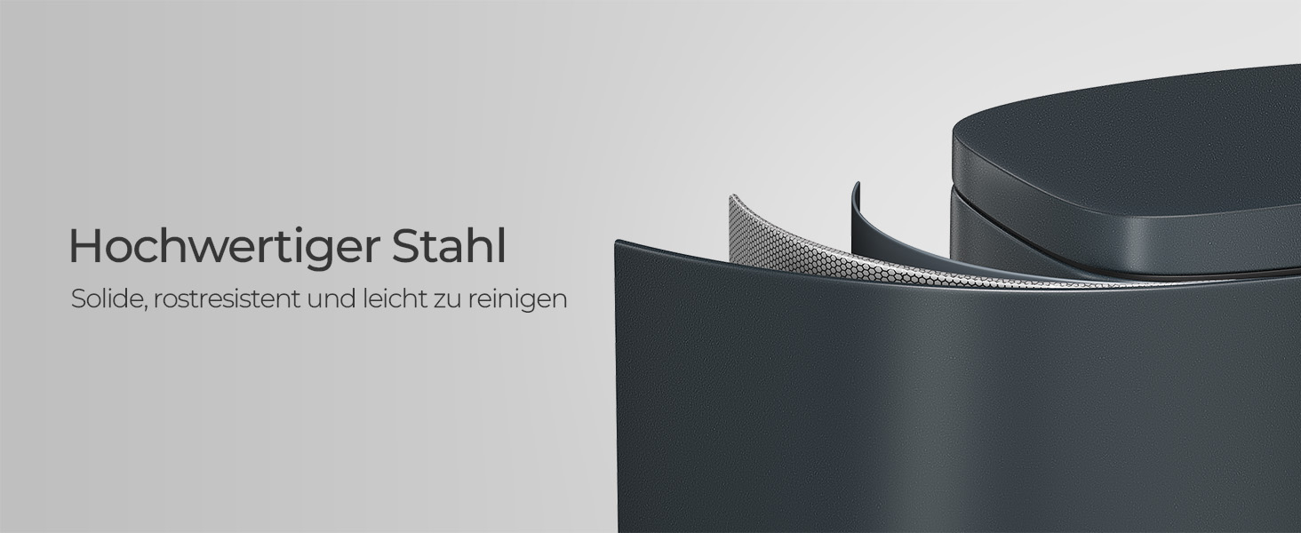 Відро для сміття SONGMICS 30 л з м'яким закриттям, сталеве, з внутрішнім відром, зелене