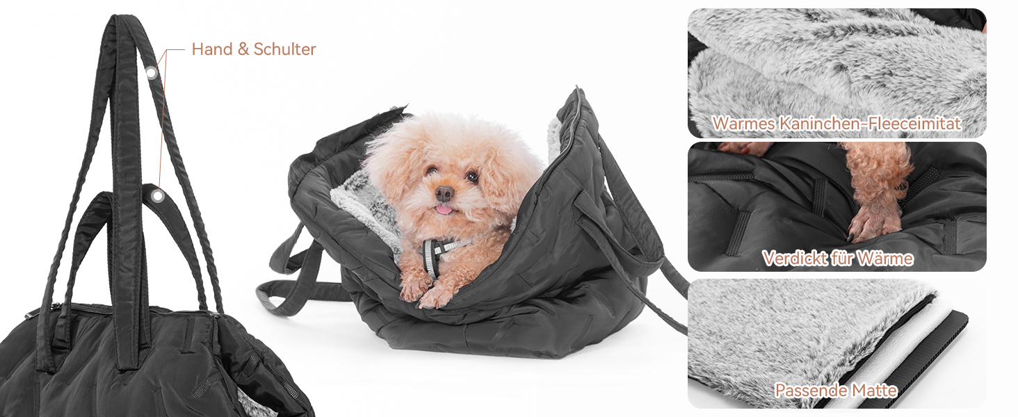 Сумка-переноска для собак та цуценят, 40x20x24 см, Khaki (M, Чорний)