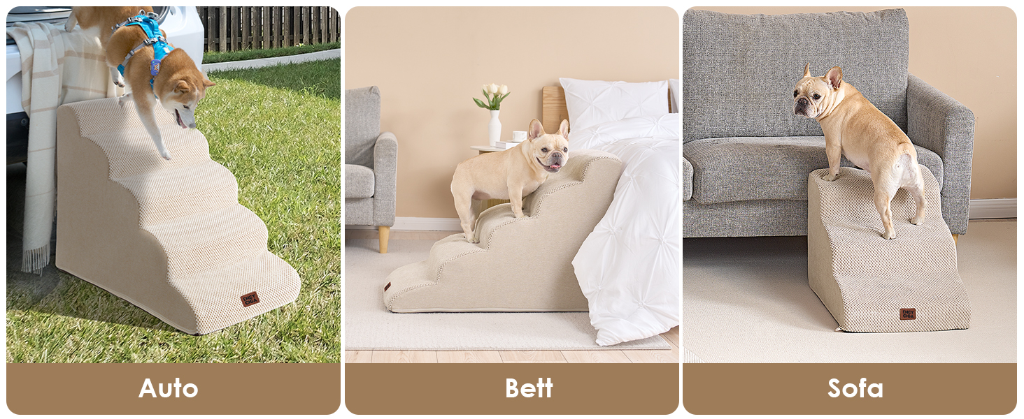 Сходинки для собак EHEYCIGA: компактні та зручні для маленьких собак, 40 см заввишки, 3 сходинки, сірий колір, з миючим покриттям та протиковзким дном (40 x 50 x 30 см)