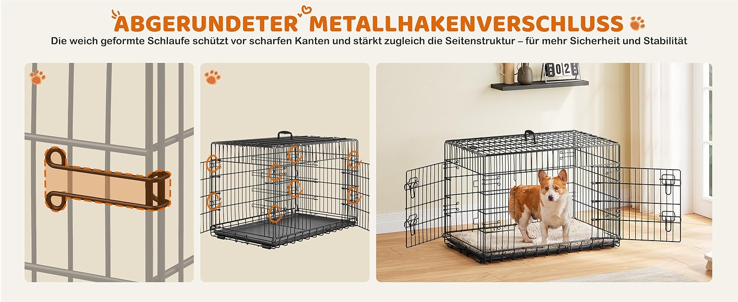 Клітка для собак Yaheetech 90x56x63 см, розкладний вольєр з перегородкою, 2 двері, висувна піддон, чорна, для дому та транспортування